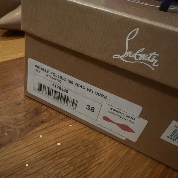 Christian Louboutin 100mm Pigalle Follies Blue Suede - Picture 3 of 5